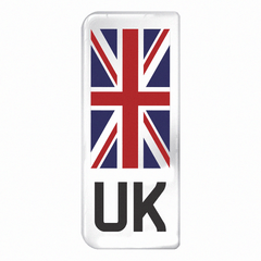 UK Large Flag on White 3D Gel Number Plate Badge | Premium Show Edition