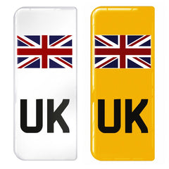 UK Union Jack (Small Flag) 3D Gel Number Plate Badges (Front & Rear Pair) | 100% Road Legal