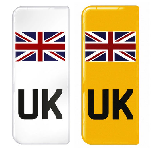 UK Union Jack (Small Flag) 3D Gel Number Plate Badges (Front & Rear Pair) | 100% Road Legal