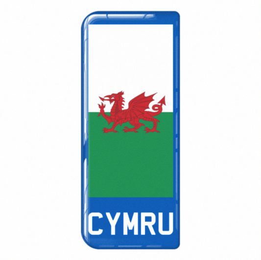 Wales 'CYMRU' Large Flag on Blue 3D Gel Number Plate Badge | 100% Road Legal