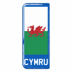Wales 'CYMRU' Large Flag on Blue 3D Gel Number Plate Badge | 100% Road Legal