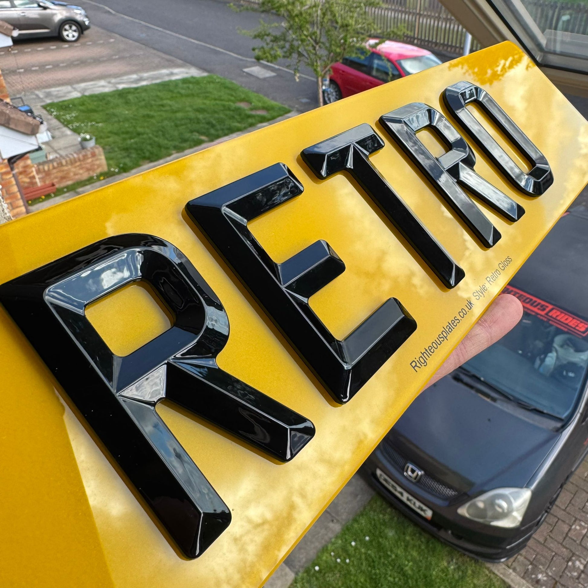 Retro Bevelled 3mm Acrylic Number Plates High Gloss | 100% Road Legal