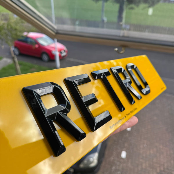 Retro Bevelled 3mm Acrylic Number Plates High Gloss | 100% Road Legal