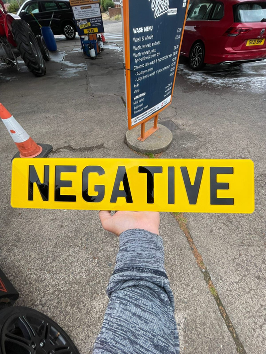 4D Gloss Negative Number Plates (Standard Size) | 100% Road Legal