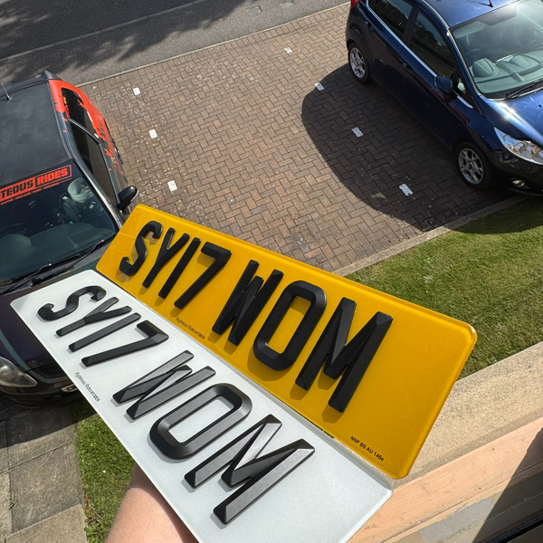 Retro Beveled 3mm Acrylic Number Plates Matt/Satin Black | 100% Road Legal