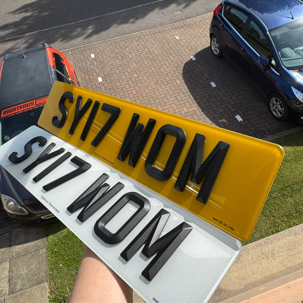 Retro Beveled 3mm Acrylic Number Plates Matt/Satin Black | 100% Road Legal