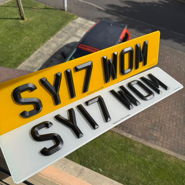 Retro Beveled 3mm Acrylic Number Plates Matt/Satin Black | 100% Road Legal