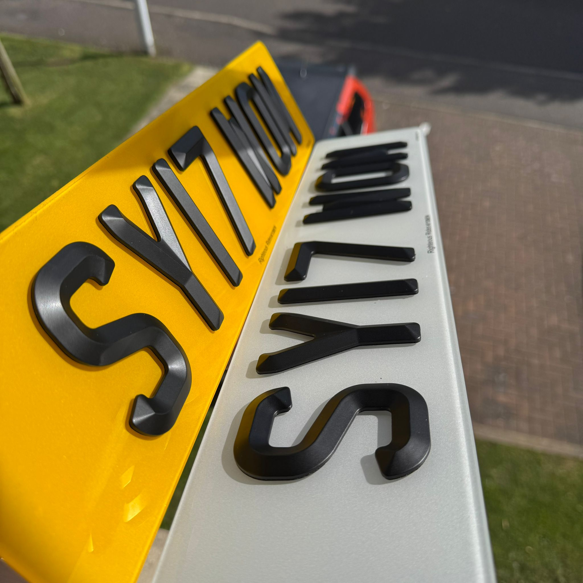 Retro Beveled 3mm Acrylic Number Plates Matt/Satin Black | 100% Road Legal