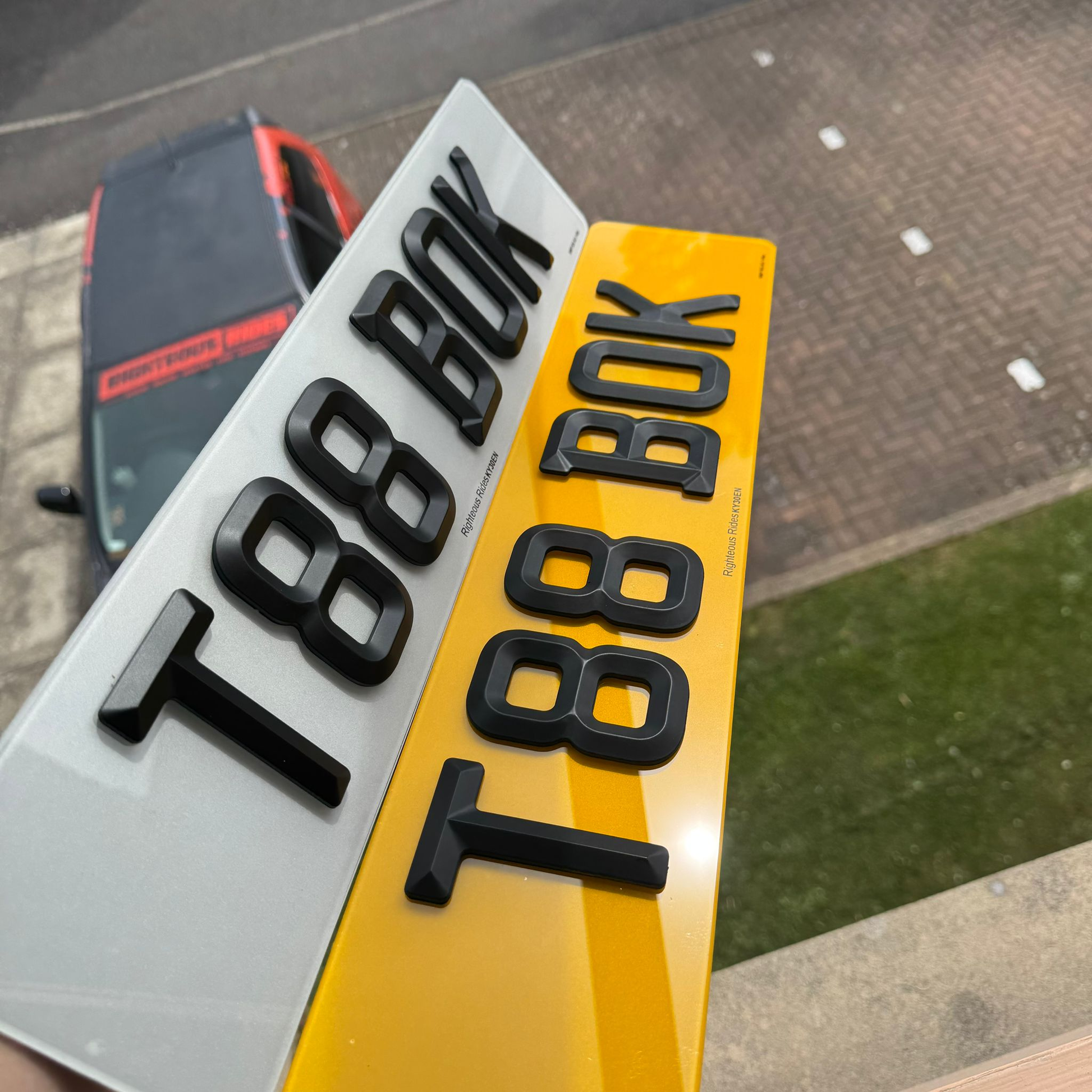Retro Beveled 3mm Acrylic Number Plates Matt/Satin Black | 100% Road Legal