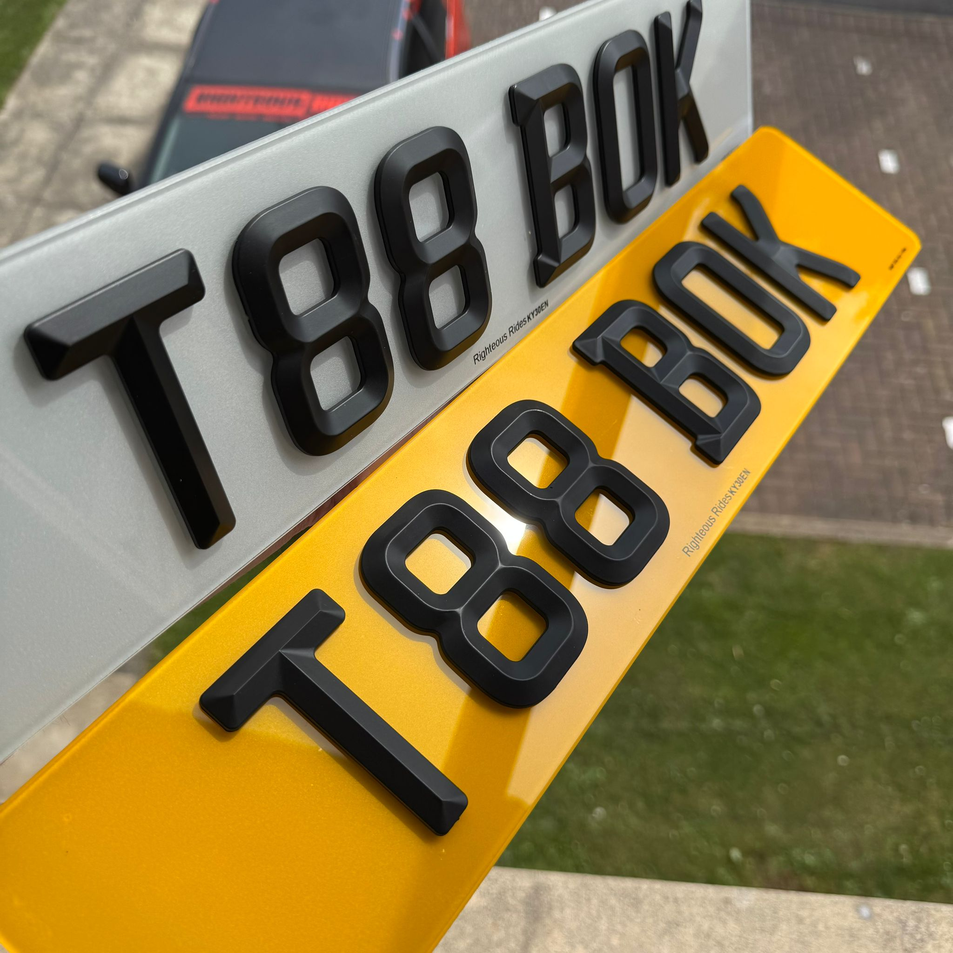 Retro Beveled 3mm Acrylic Number Plates Matt/Satin Black | 100% Road Legal