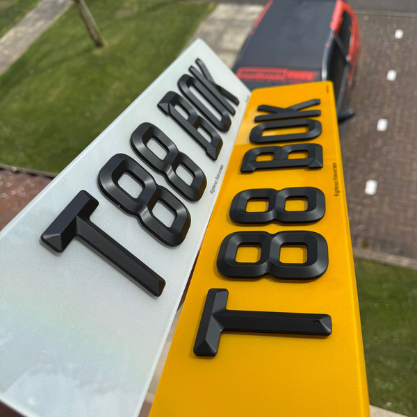 Retro Beveled 3mm Acrylic Number Plates Matt/Satin Black | 100% Road Legal