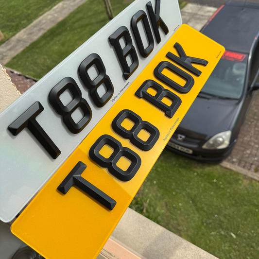 Retro Beveled 3mm Acrylic Number Plates Matt/Satin Black | 100% Road Legal