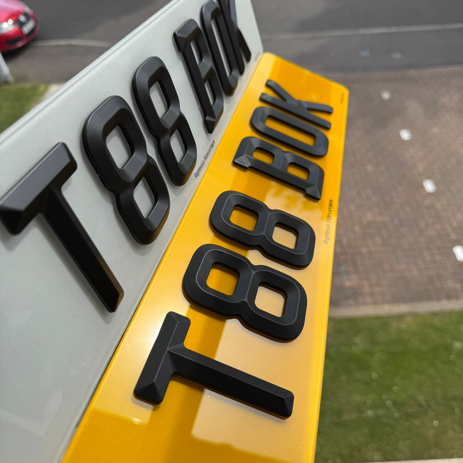 Retro Beveled 3mm Acrylic Number Plates Matt/Satin Black | 100% Road Legal
