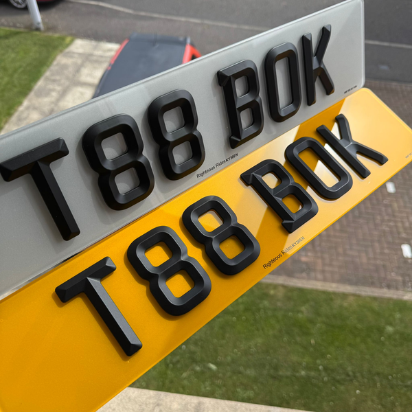 Retro Beveled 3mm Acrylic Number Plates Matt/Satin Black | 100% Road Legal