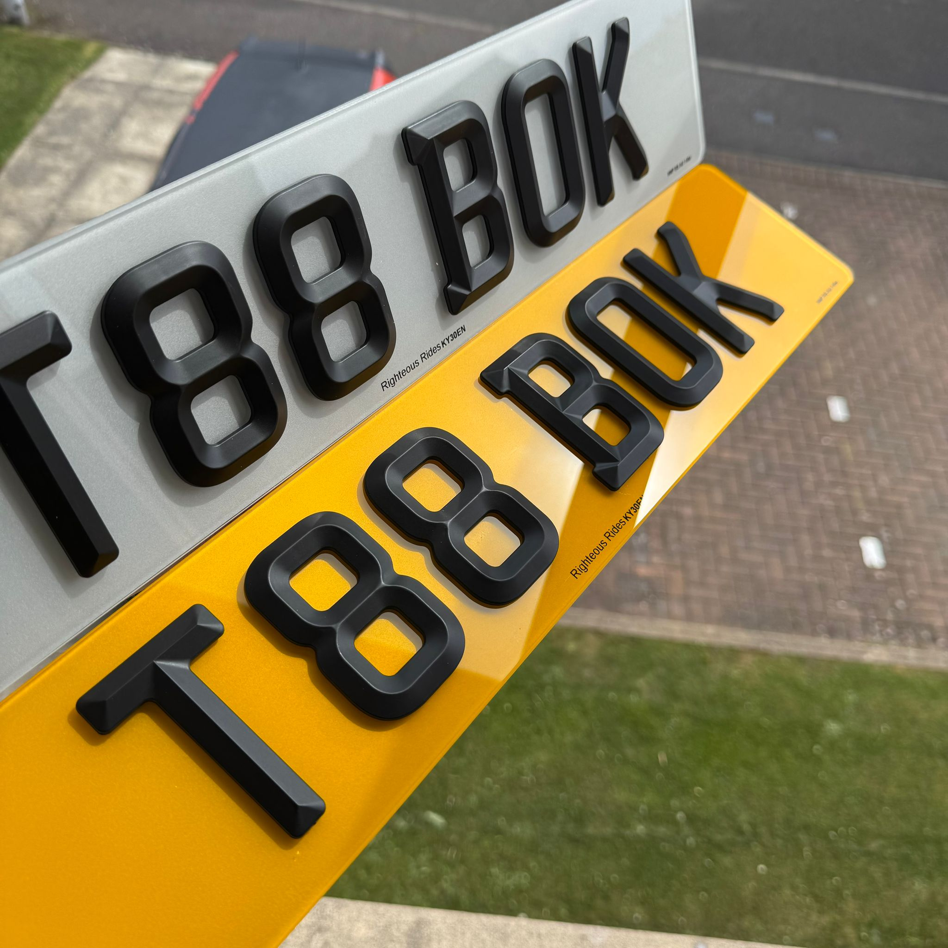 Retro Beveled 3mm Acrylic Number Plates Matt/Satin Black | 100% Road Legal