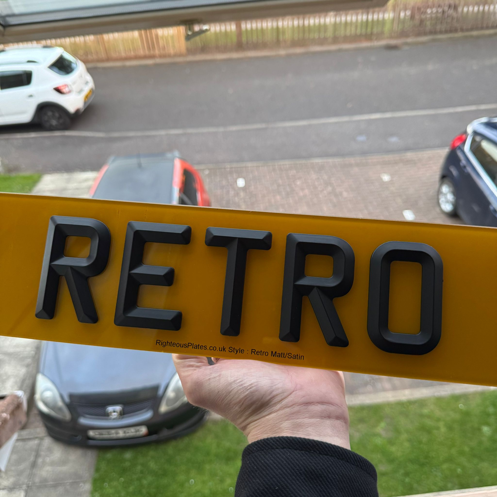 Retro Beveled 3mm Acrylic Number Plates Matt/Satin Black | 100% Road Legal