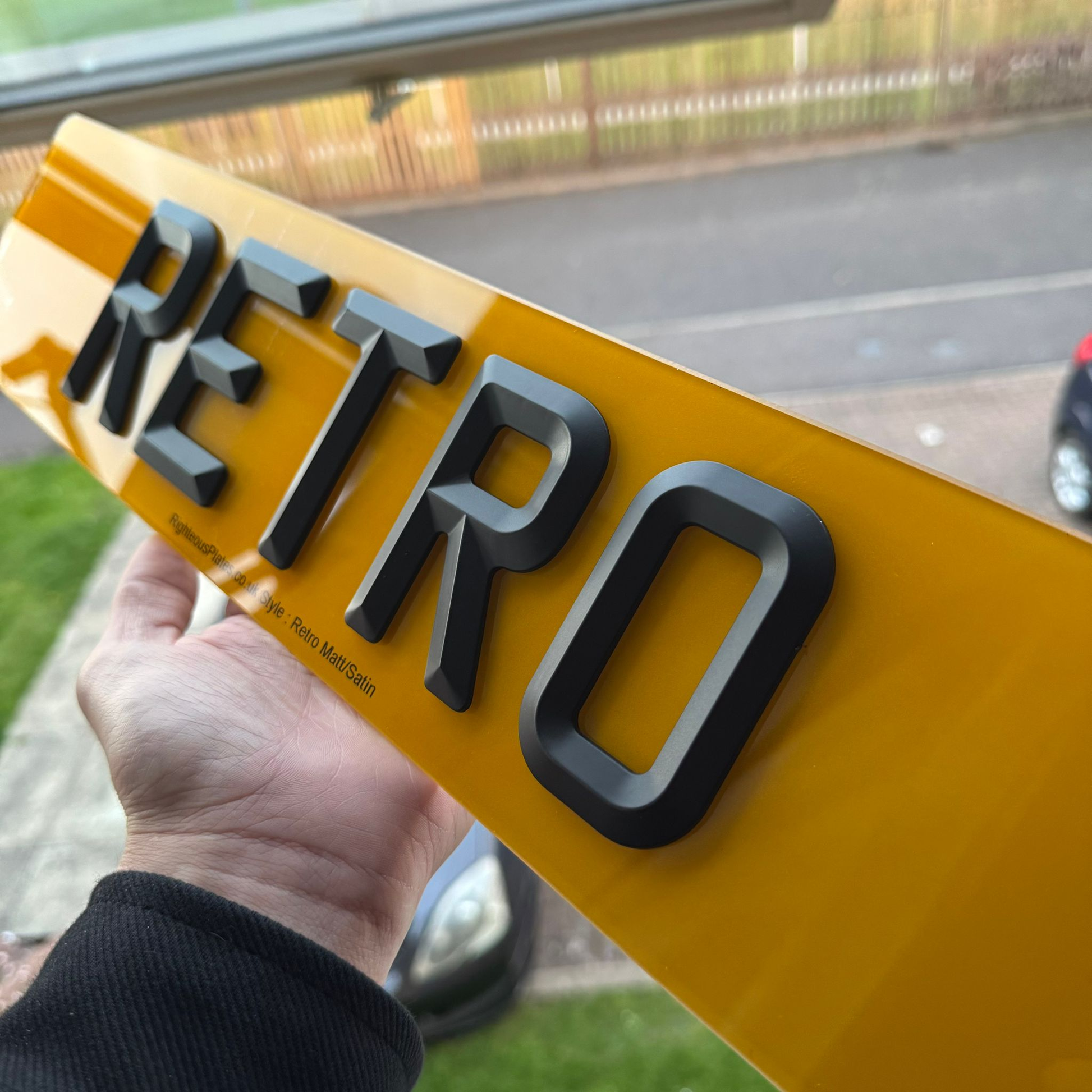 Retro Beveled 3mm Acrylic Number Plates Matt/Satin Black | 100% Road Legal
