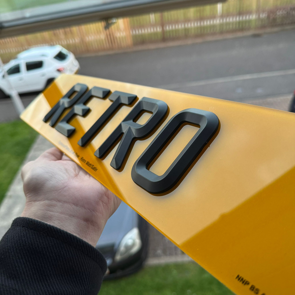 Retro Beveled 3mm Acrylic Number Plates Matt/Satin Black | 100% Road Legal