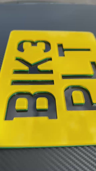 Negative Neon Motorcycle Plates | Recessed Laser-Cut Digits | Premium Show Edition