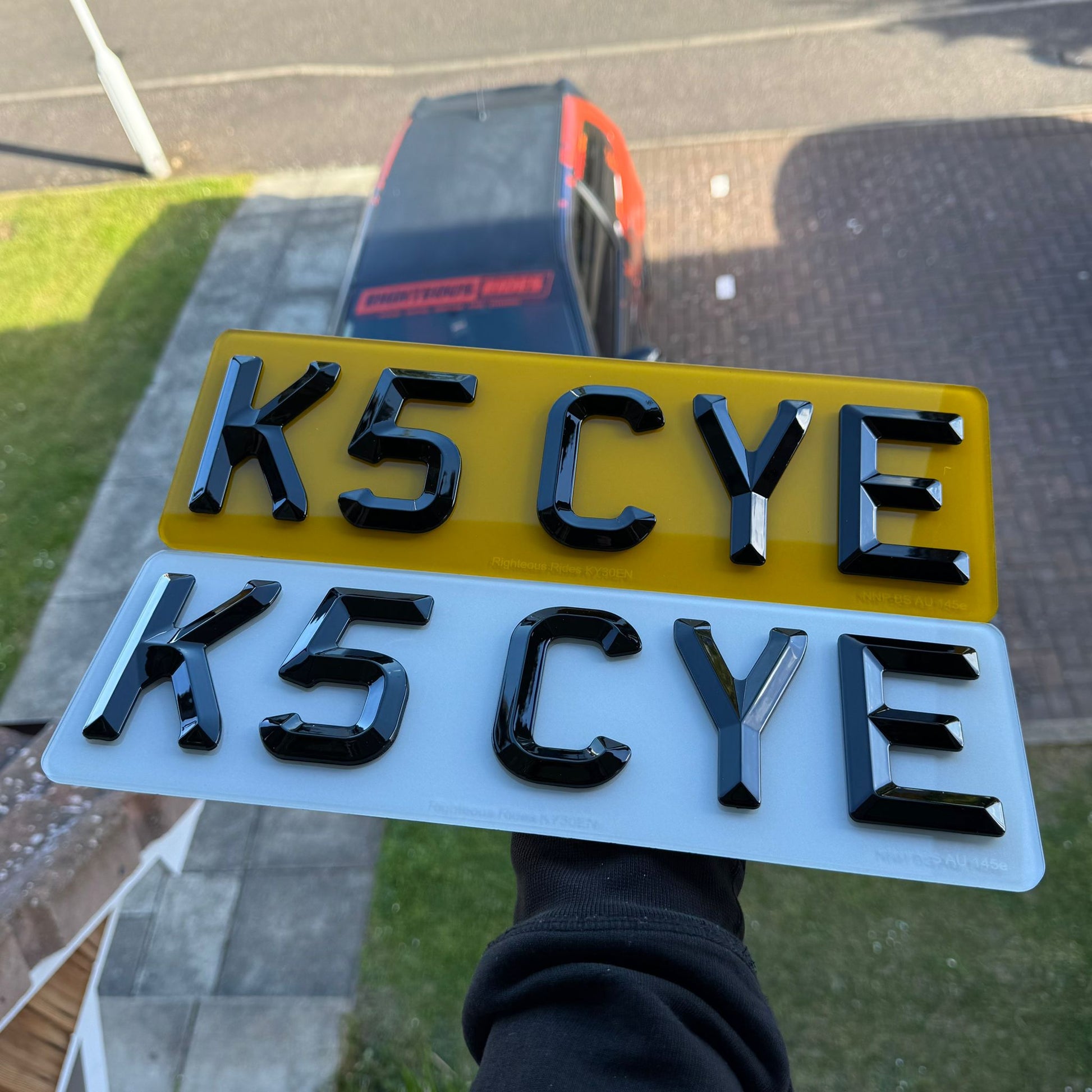 'Perfect 5' Short Retro Number Plates | Gloss Finish with 'iNvisimark' | 100% Road Legal