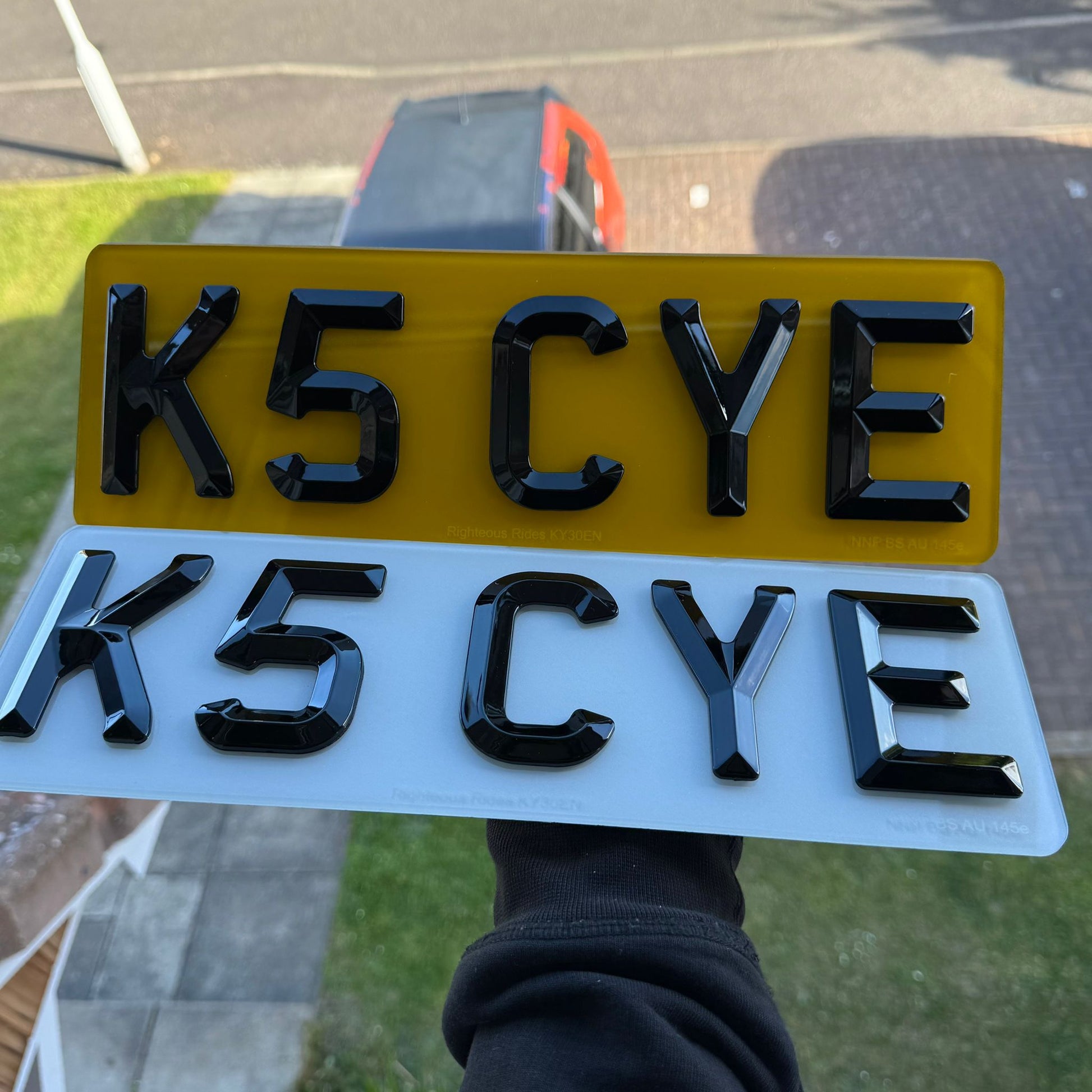 'Perfect 5' Short Retro Number Plates | Gloss Finish with 'iNvisimark' | 100% Road Legal