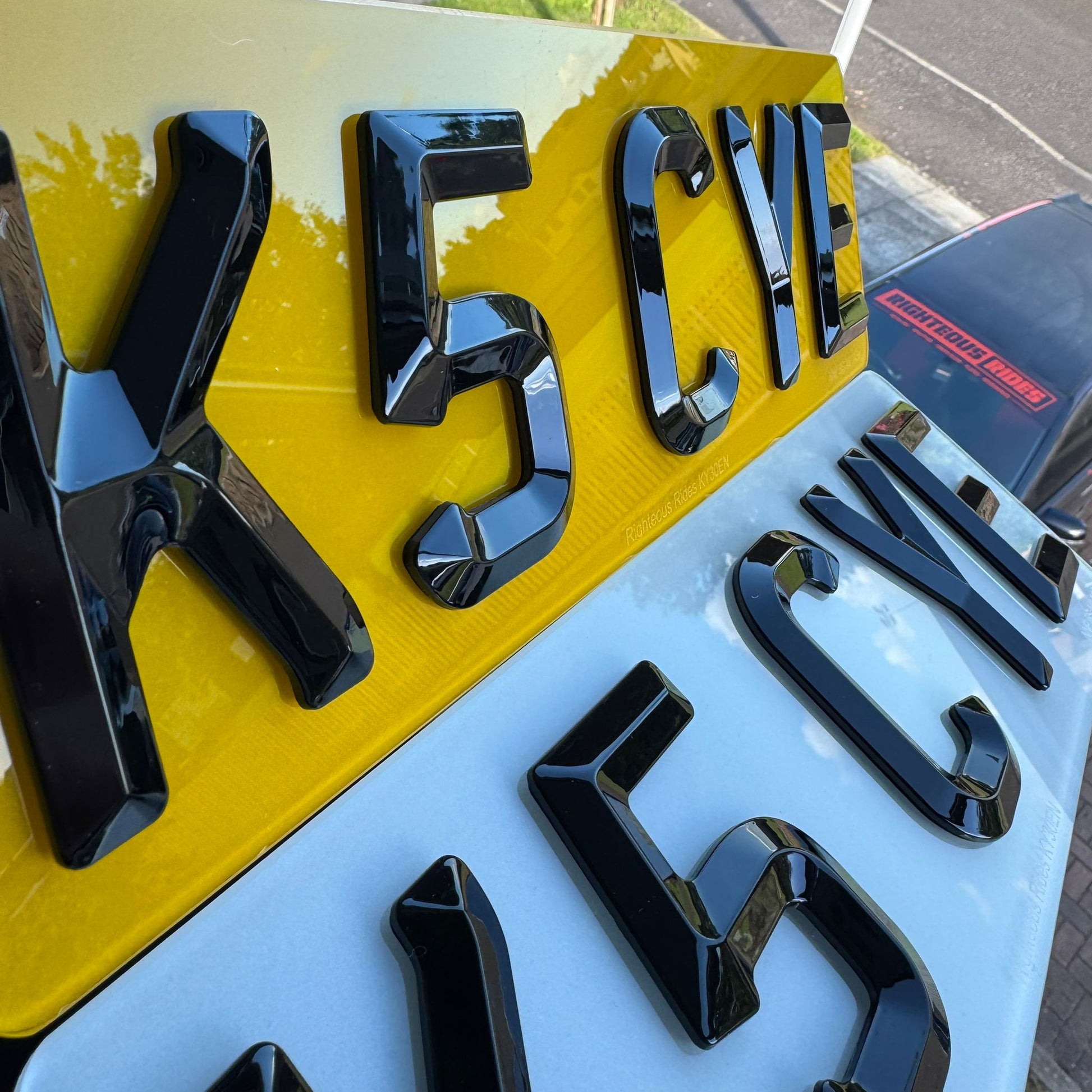 'Perfect 5' Short Retro Number Plates | Gloss Finish with 'iNvisimark' | 100% Road Legal