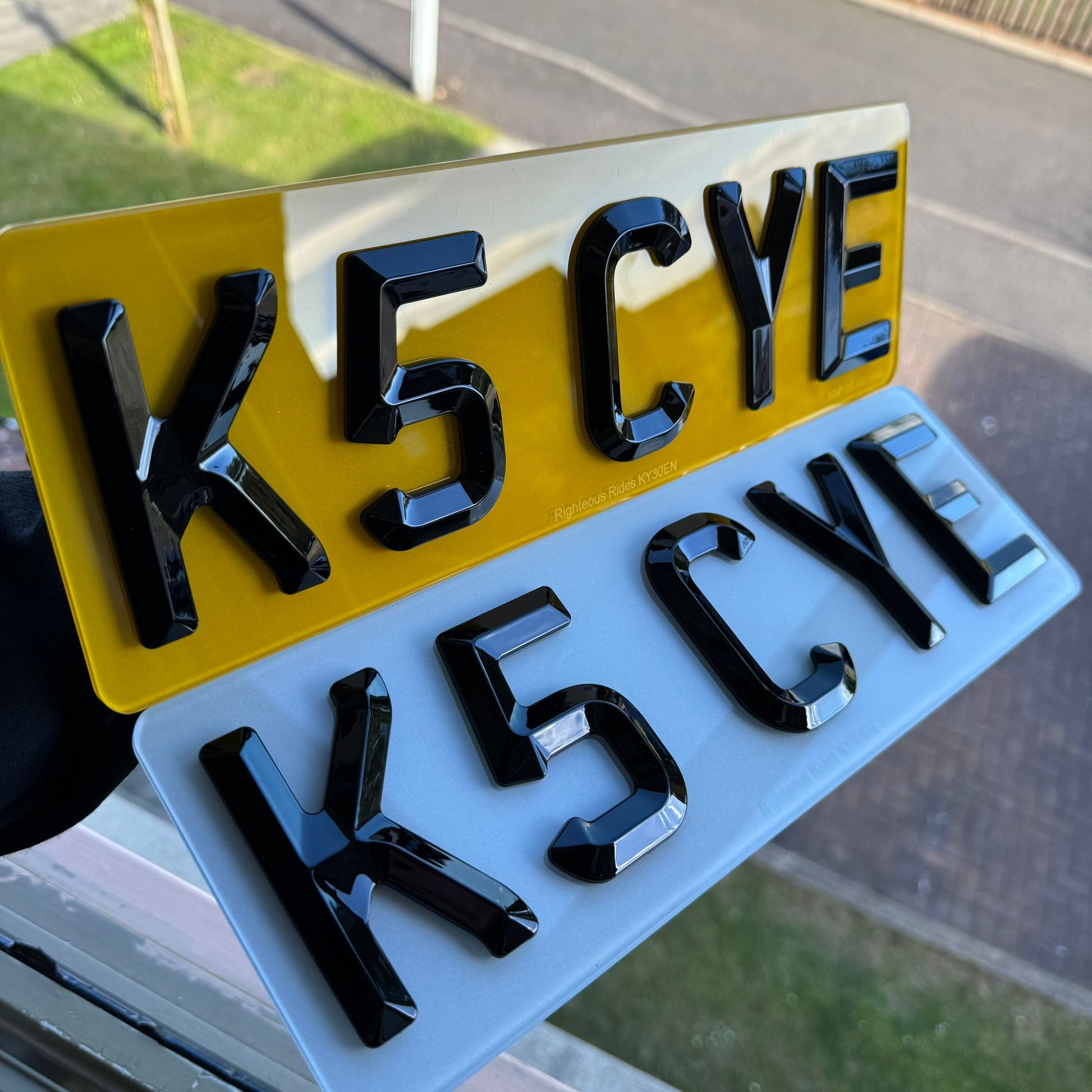'Perfect 5' Short Retro Number Plates | Gloss Finish with 'iNvisimark' | 100% Road Legal