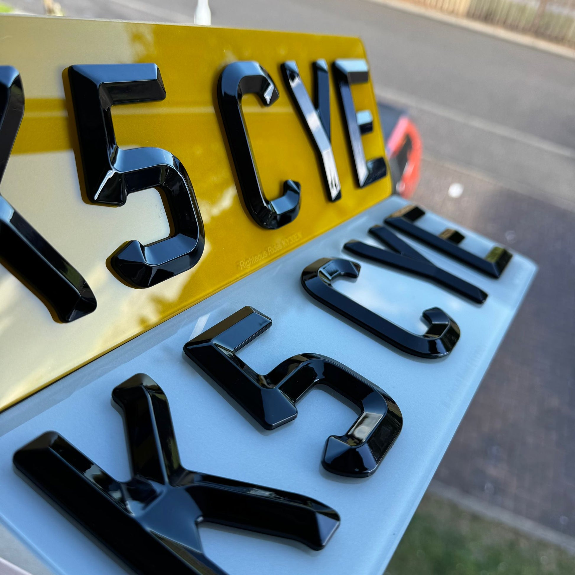'Perfect 5' Short Retro Number Plates | Gloss Finish with 'iNvisimark' | 100% Road Legal